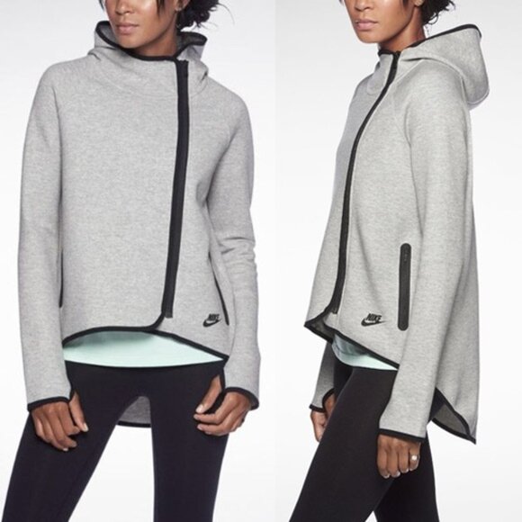 Nike Jackets & Blazers - Nike Tech Fleece Cape Jacket Hoodie Heathered Gray S High Low Athleisure $130